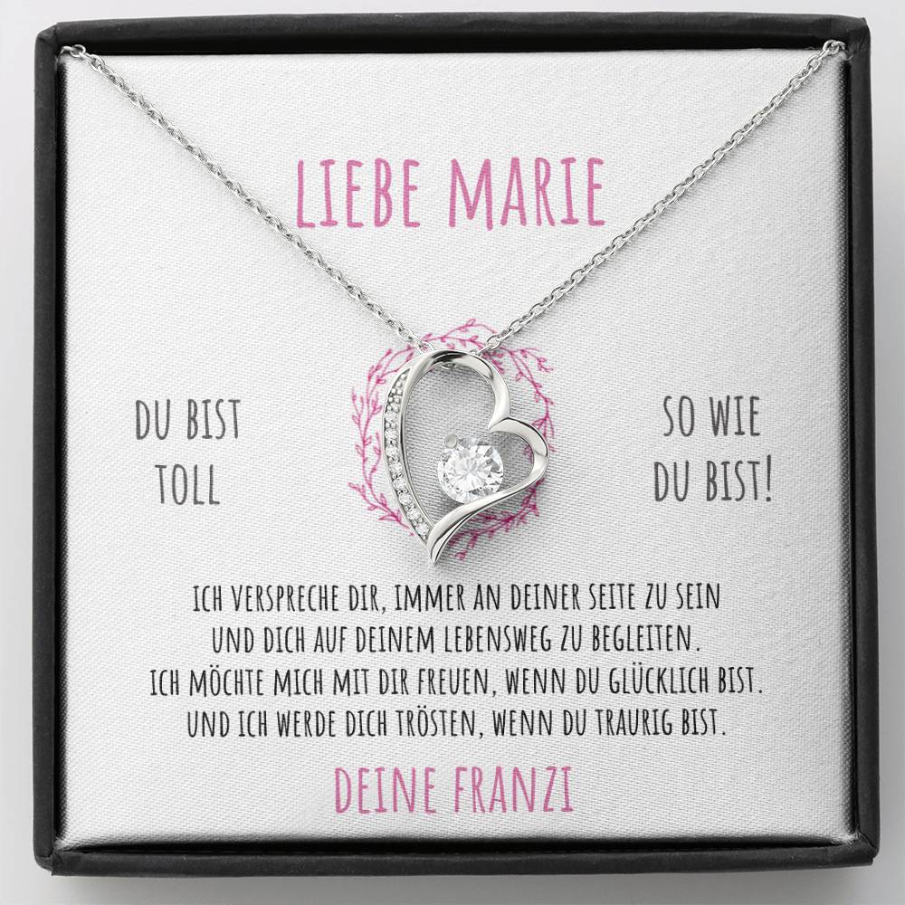 'Ich verspreche dir' Funkelndes Herz Halskette