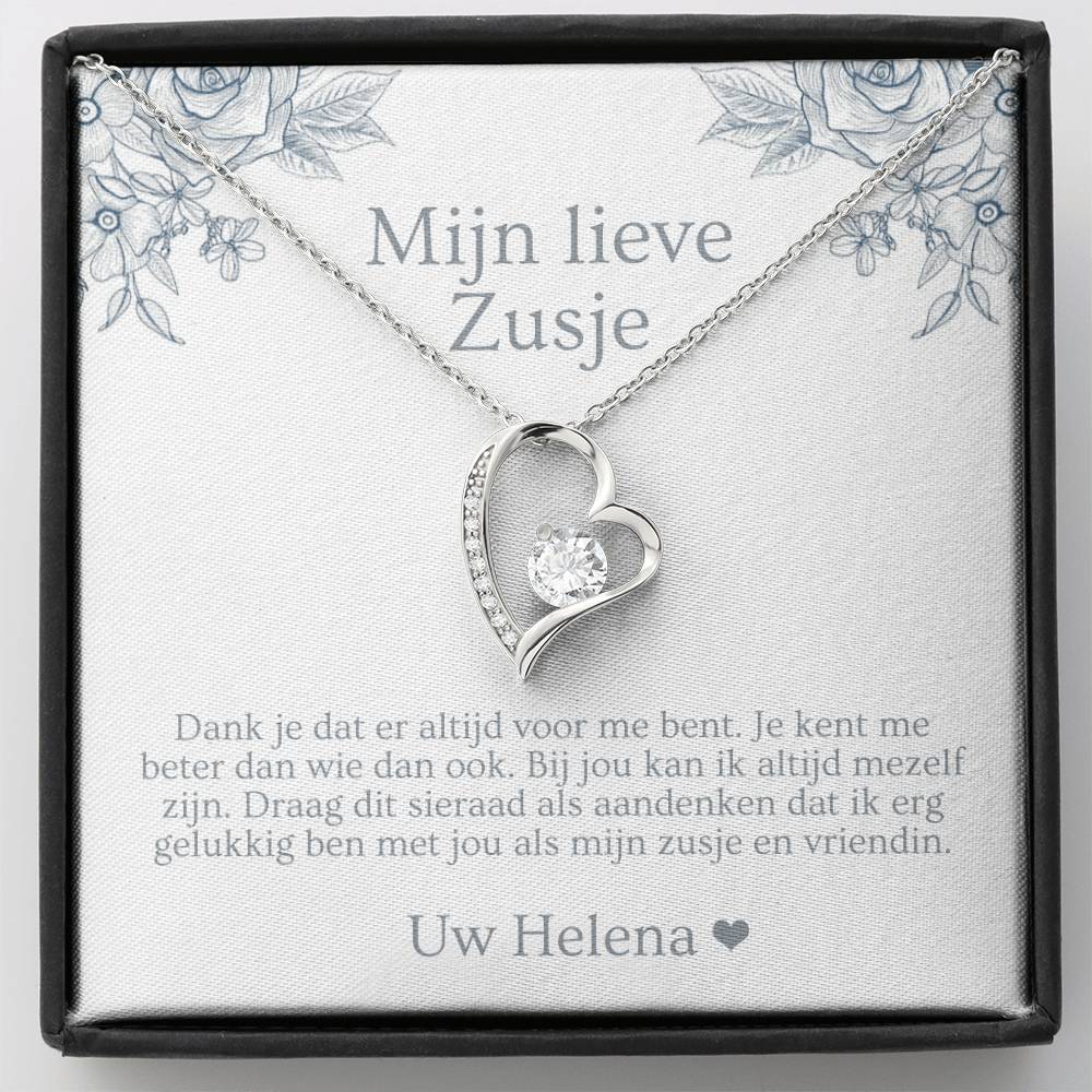 Cadeau voor zus 18 jaar - Prachtige halsketting met persoonlijke kaart