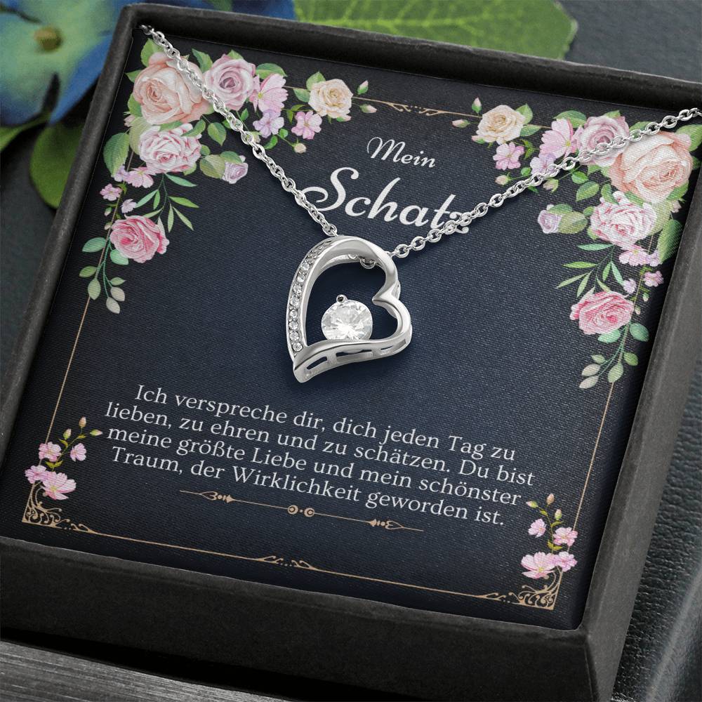 'Ich verspreche dir' Funkelndes Herz Halskette
