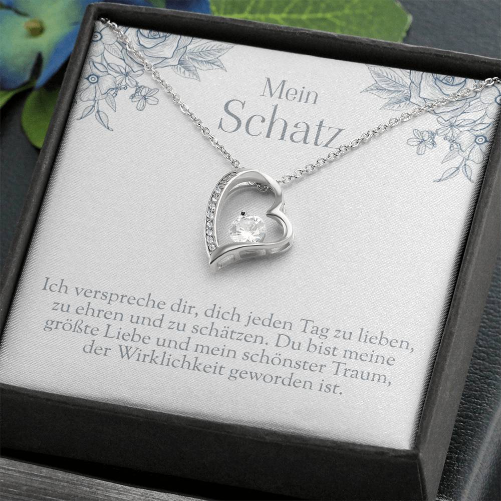 'Ich verspreche dir' Funkelndes Herz Halskette