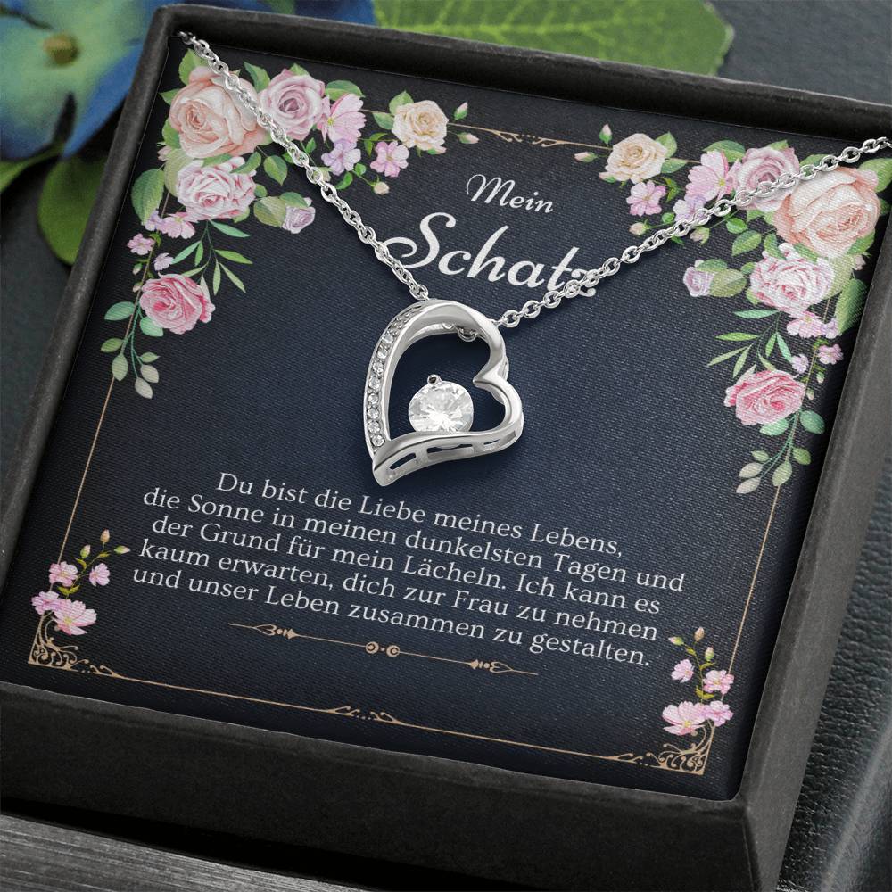 'Du bist die Liebe' Funkelndes Herz Halskette