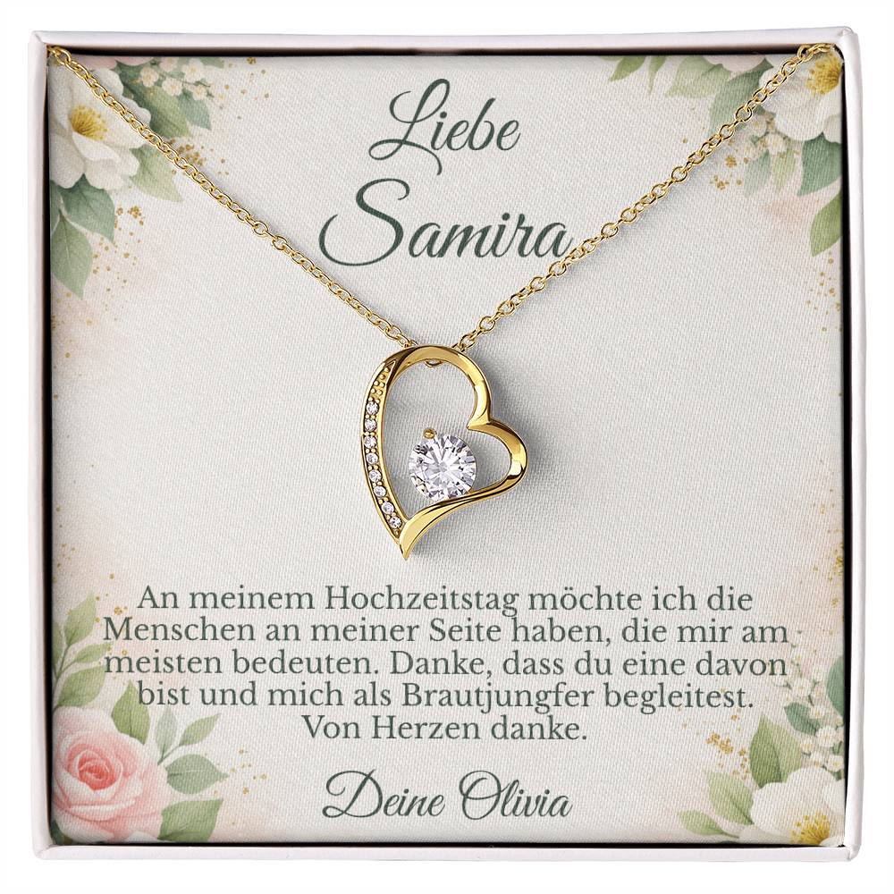 brautjungfer schmuck geschenk mit halskette und karte