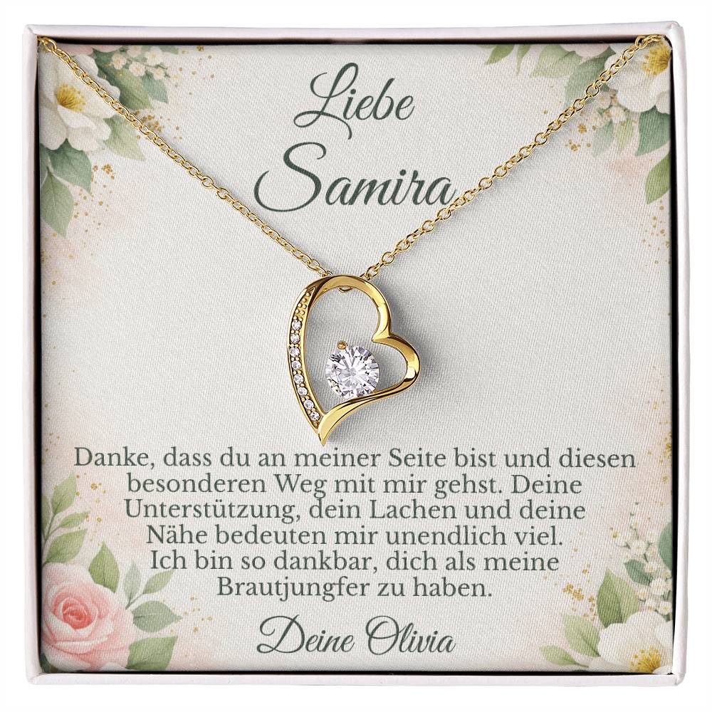 brautjungfer schmuck geschenk mit halskette und karte