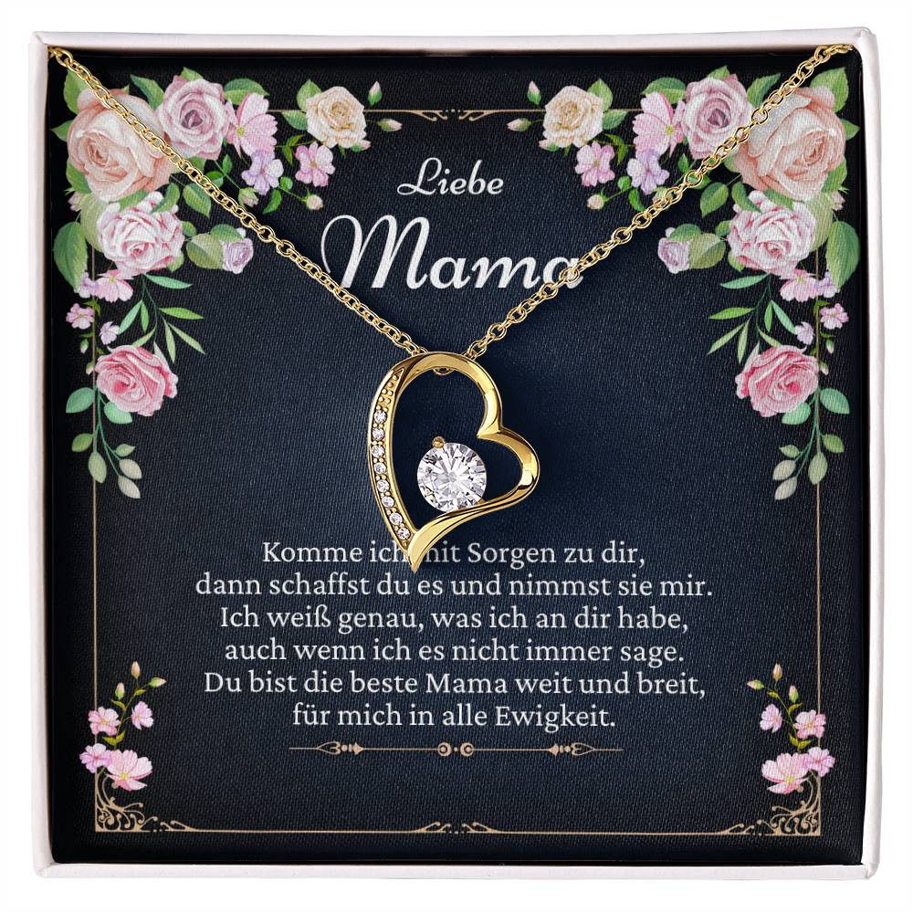 "För mig för alltid och alltid" Glittrande hjärta halsband