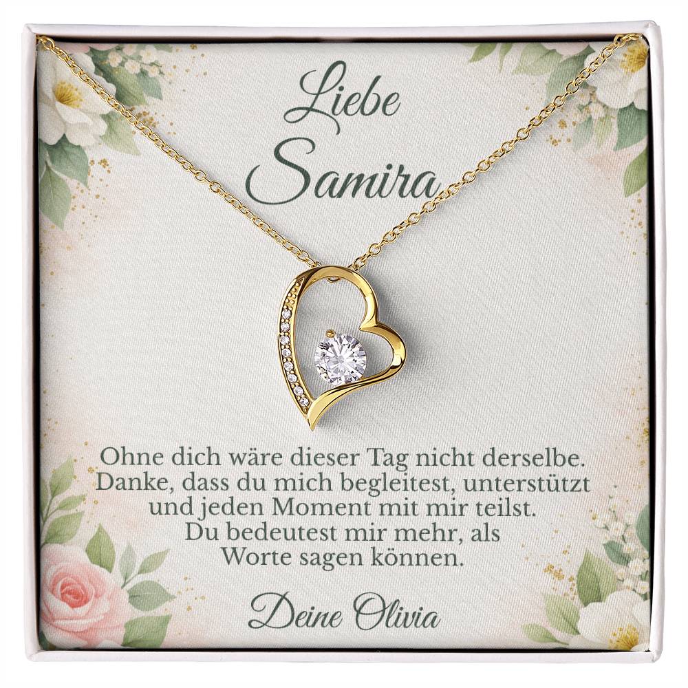 brautjungfer schmuck geschenk mit halskette und karte