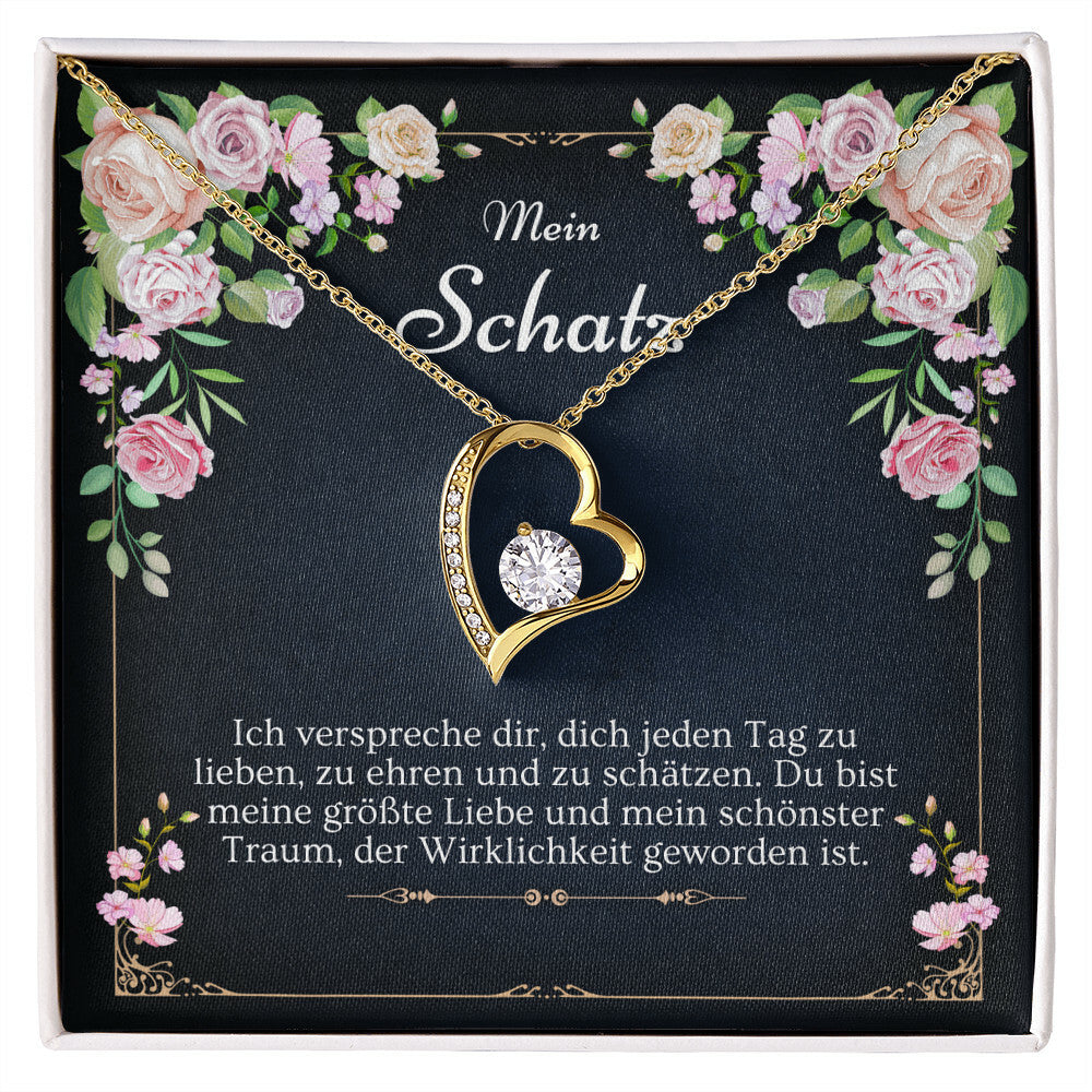'Ich verspreche dir' Funkelndes Herz Halskette