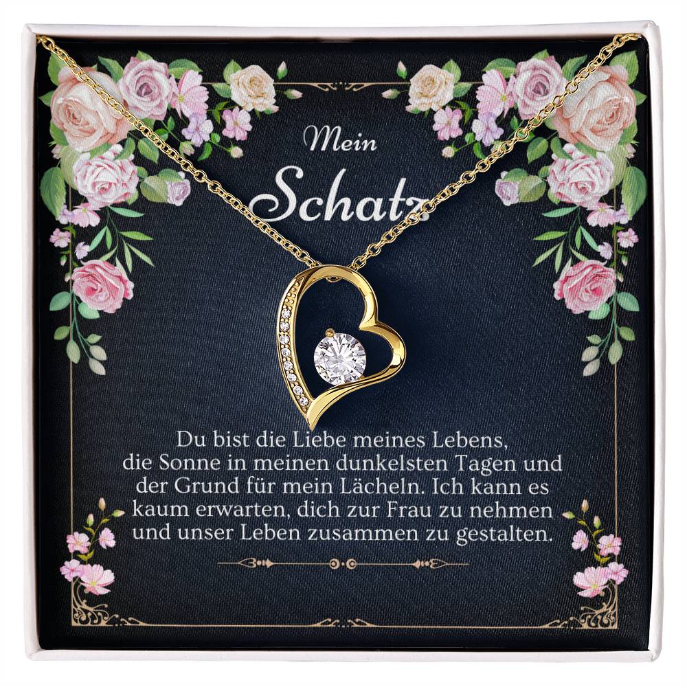 'Du bist die Liebe' Funkelndes Herz Halskette