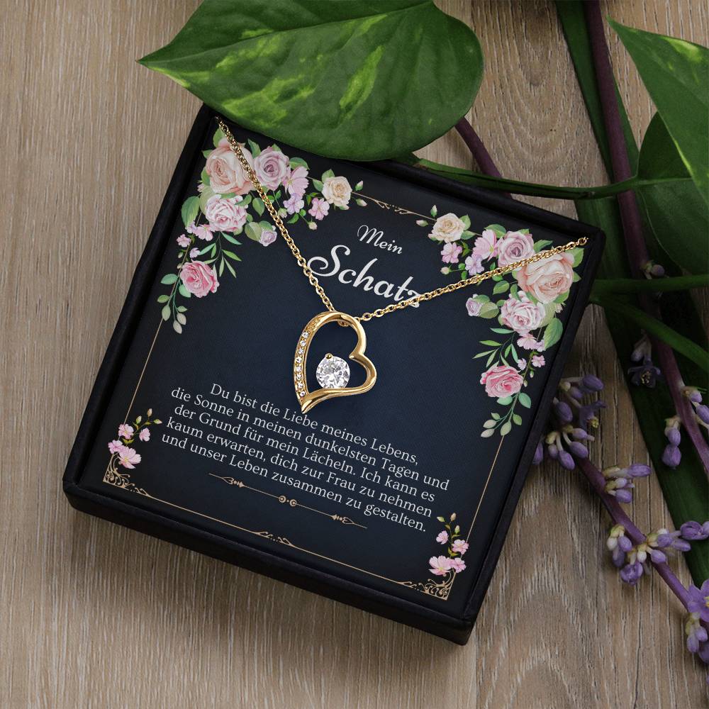 'Du bist die Liebe' Funkelndes Herz Halskette