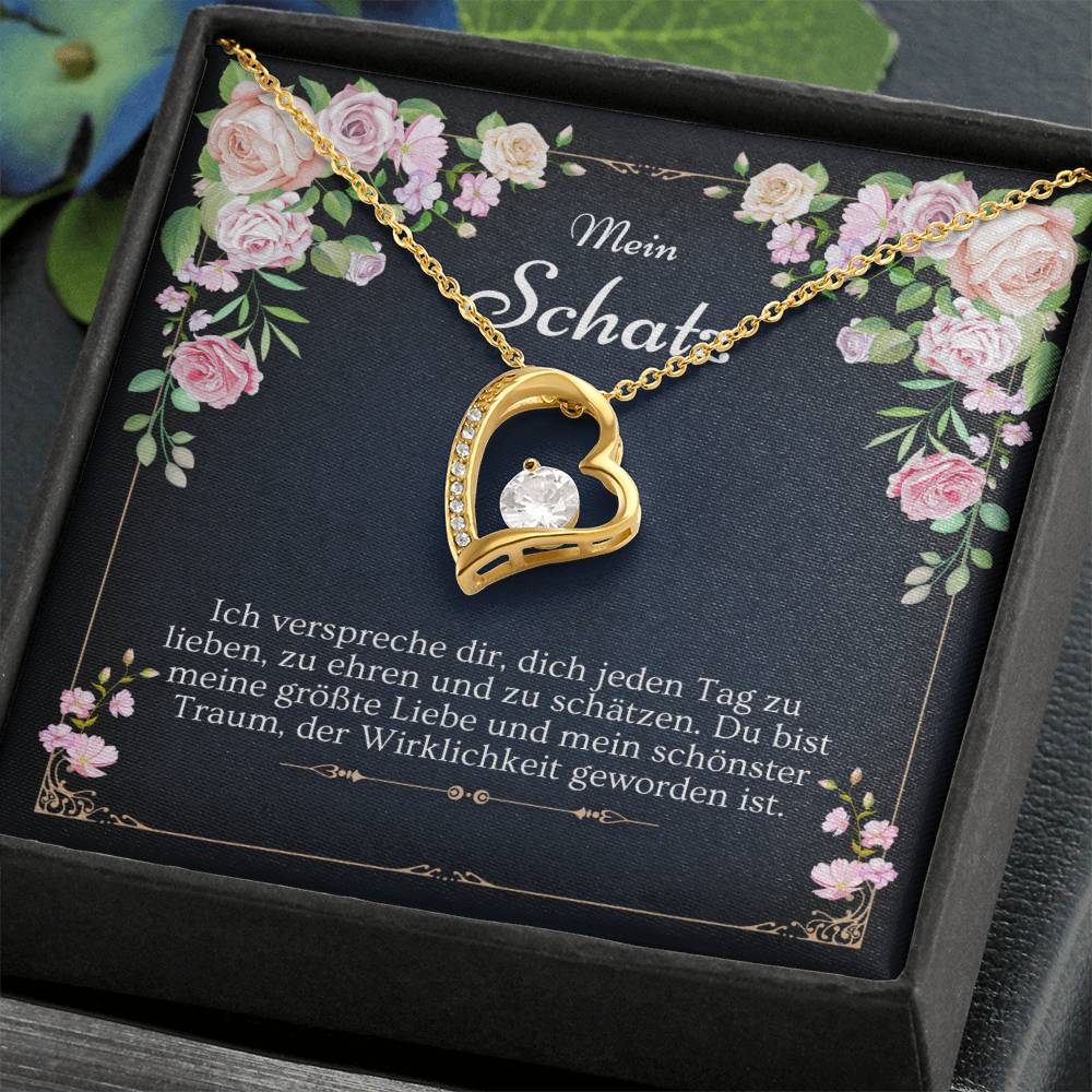 'Ich verspreche dir' Funkelndes Herz Halskette