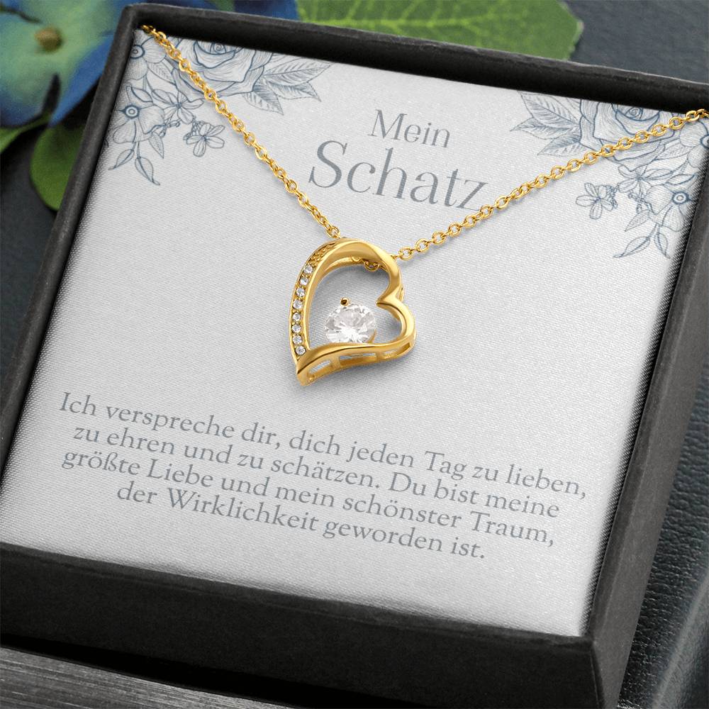 'Ich verspreche dir' Funkelndes Herz Halskette