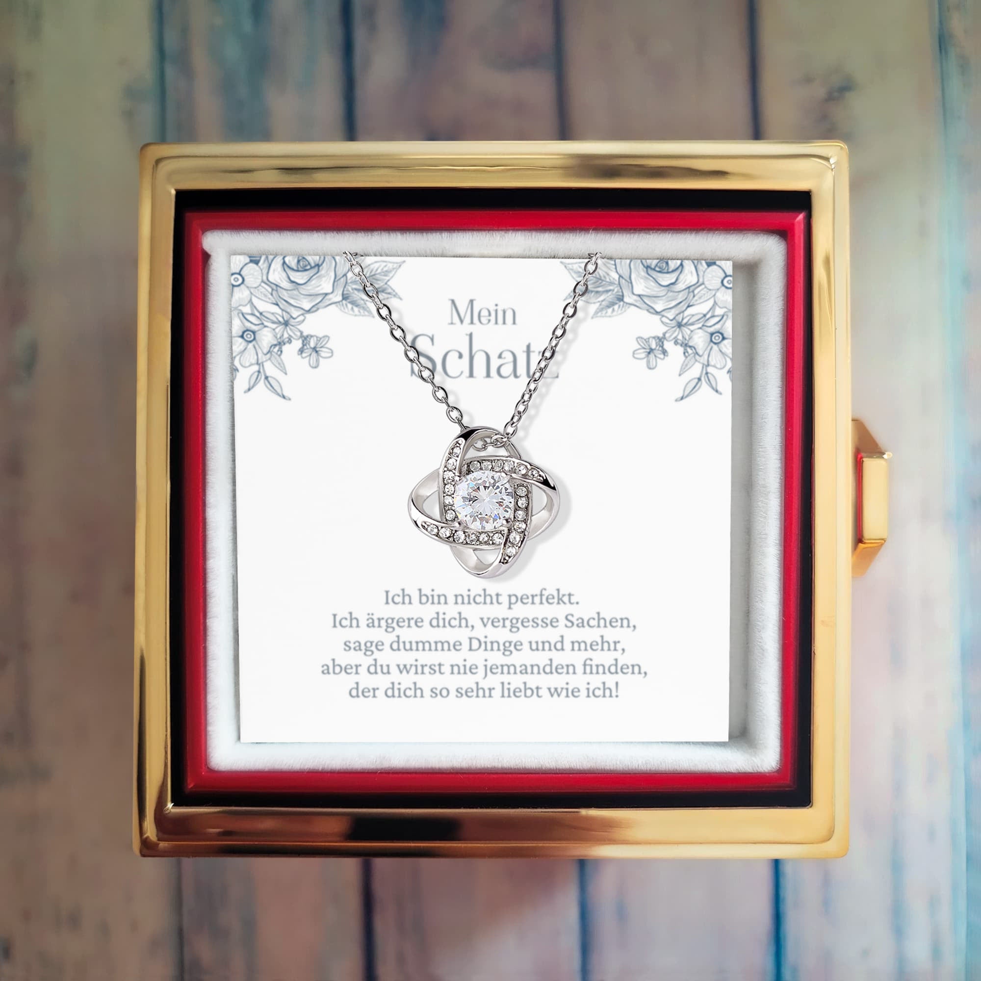 Geschenk für Ehefrau zum Geburtstag – Schmuckset mit Halskette und ewiger Rose