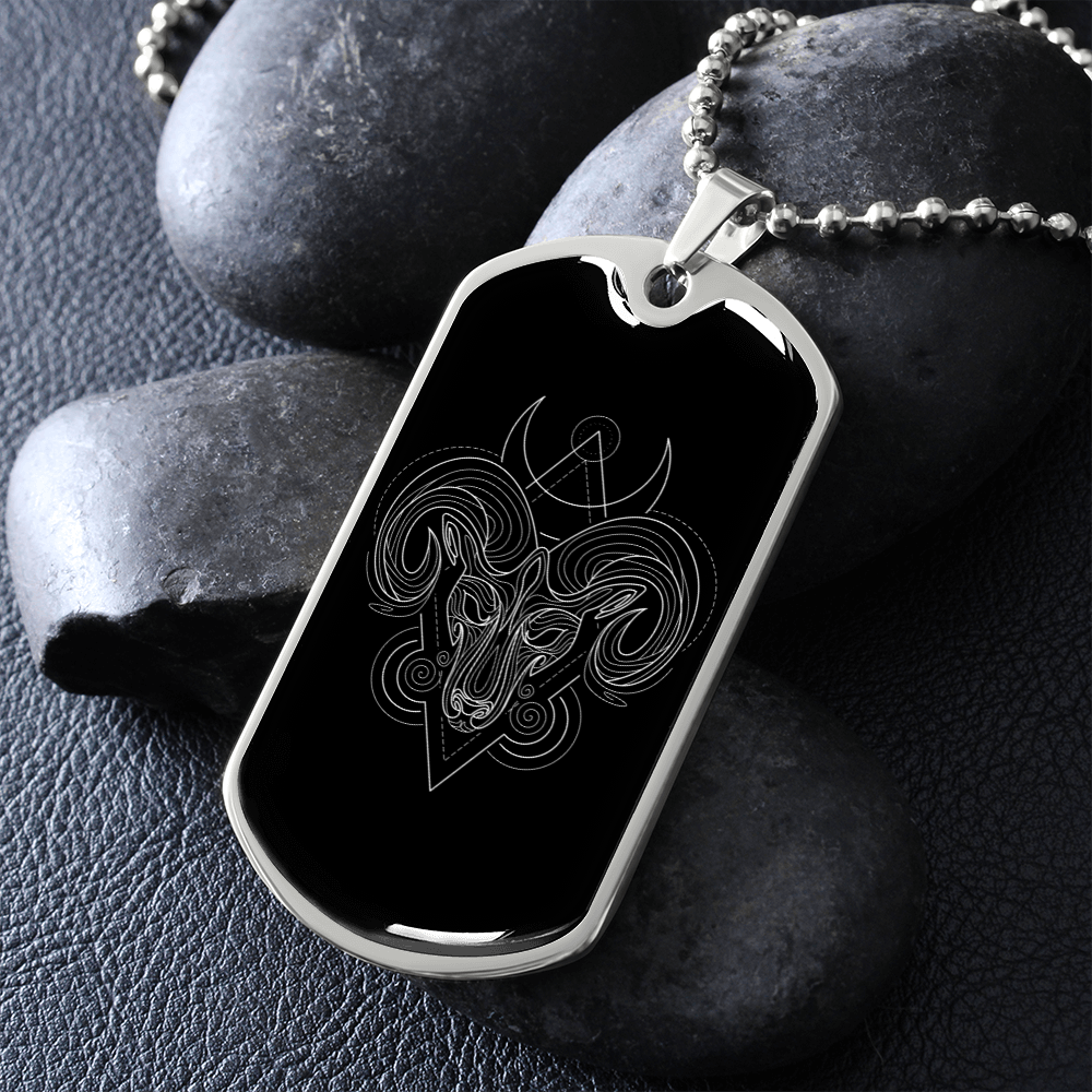 Collar con placa de identificación 'Zodiac Aries'