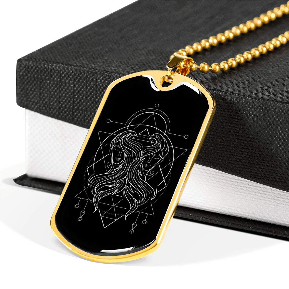 Collier Dog Tag 'Zodiaque Gémeaux'