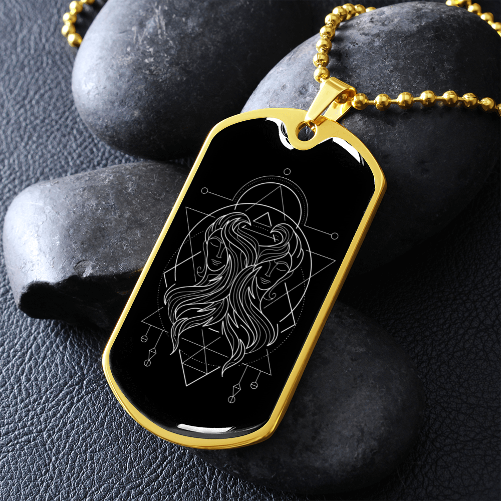 Collier Dog Tag 'Zodiaque Gémeaux'