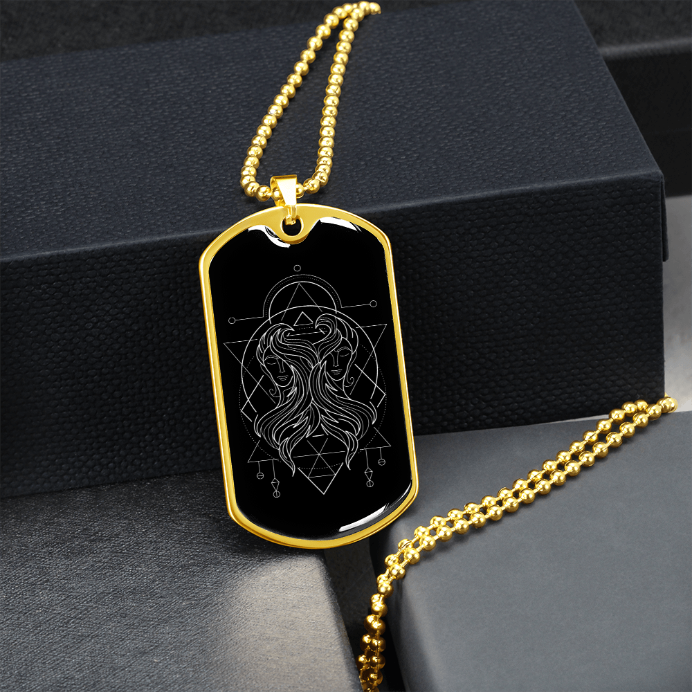 Collier Dog Tag 'Zodiaque Gémeaux'