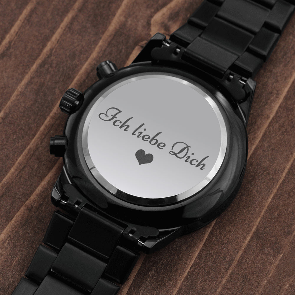 'Ich liebe dich' Chronograph Armbanduhr schwarz