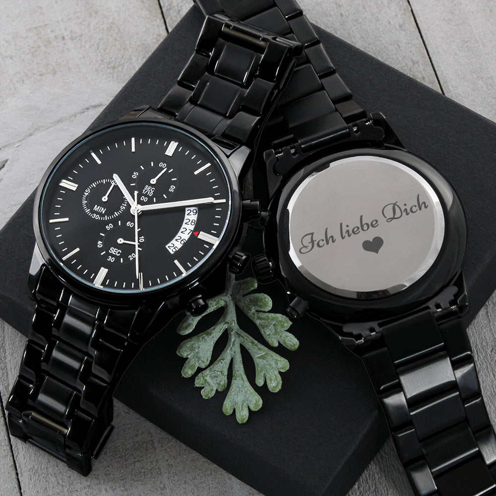 'Ich liebe dich' Chronograph Armbanduhr schwarz