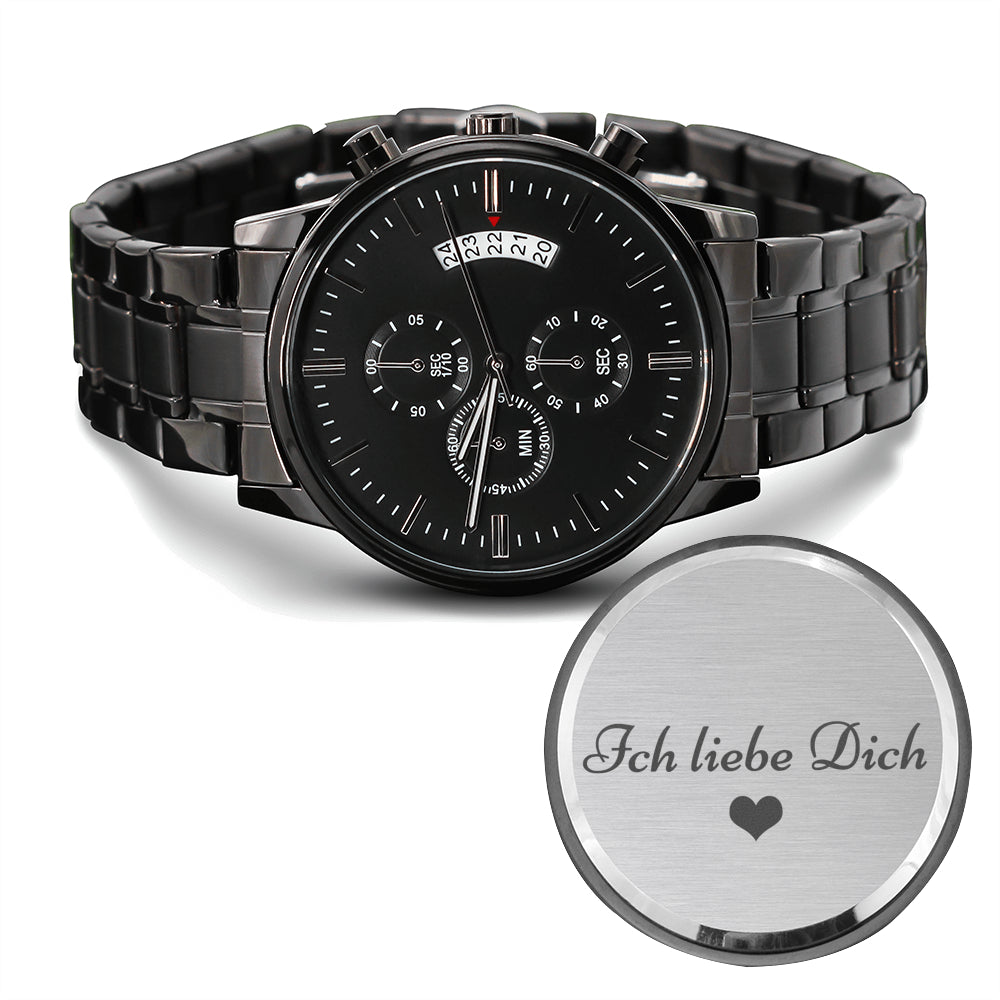 'Ich liebe dich' Chronograph Armbanduhr schwarz
