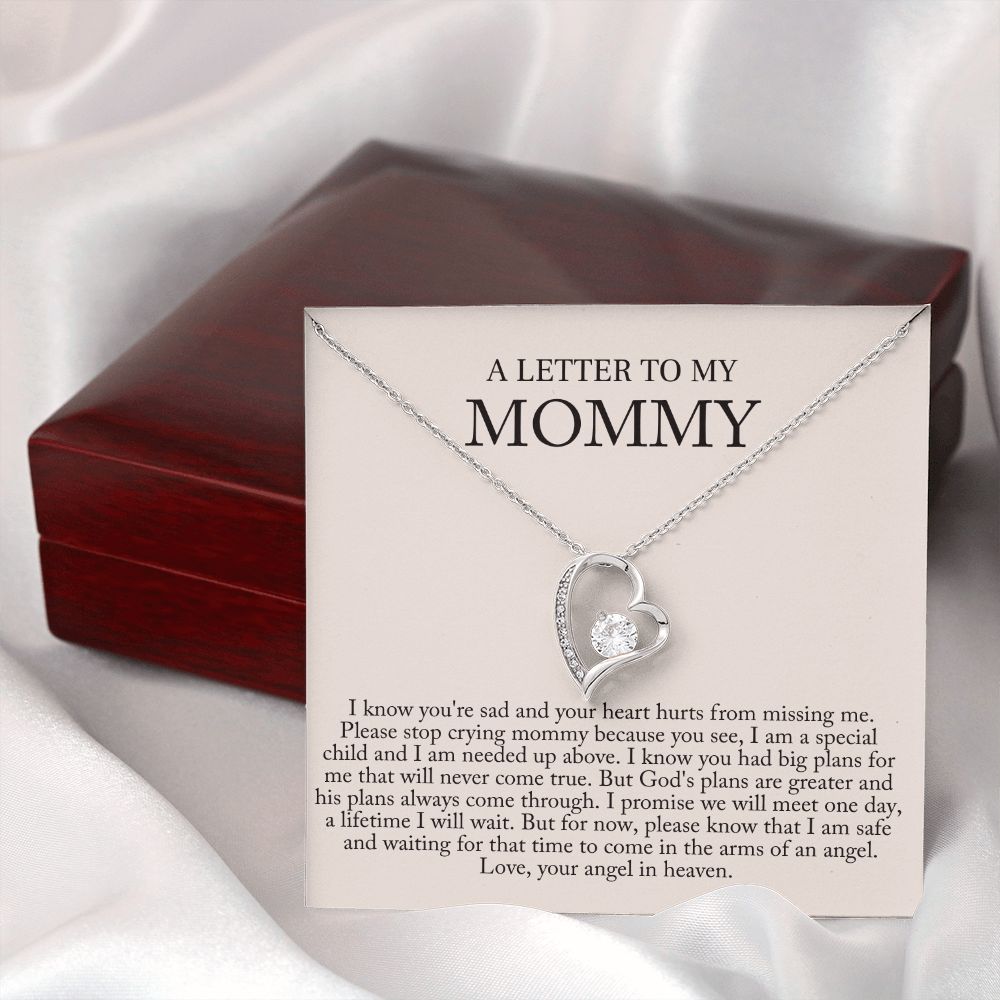 'A letter to my mommy' Funkelndes Herz Halskette