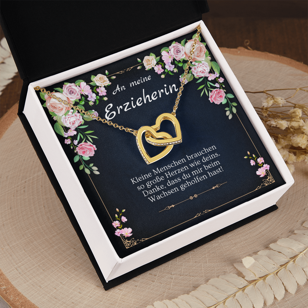 'Danke, dass du mir beim Wachsen geholfen hast' Verbundene Herzen Halskette