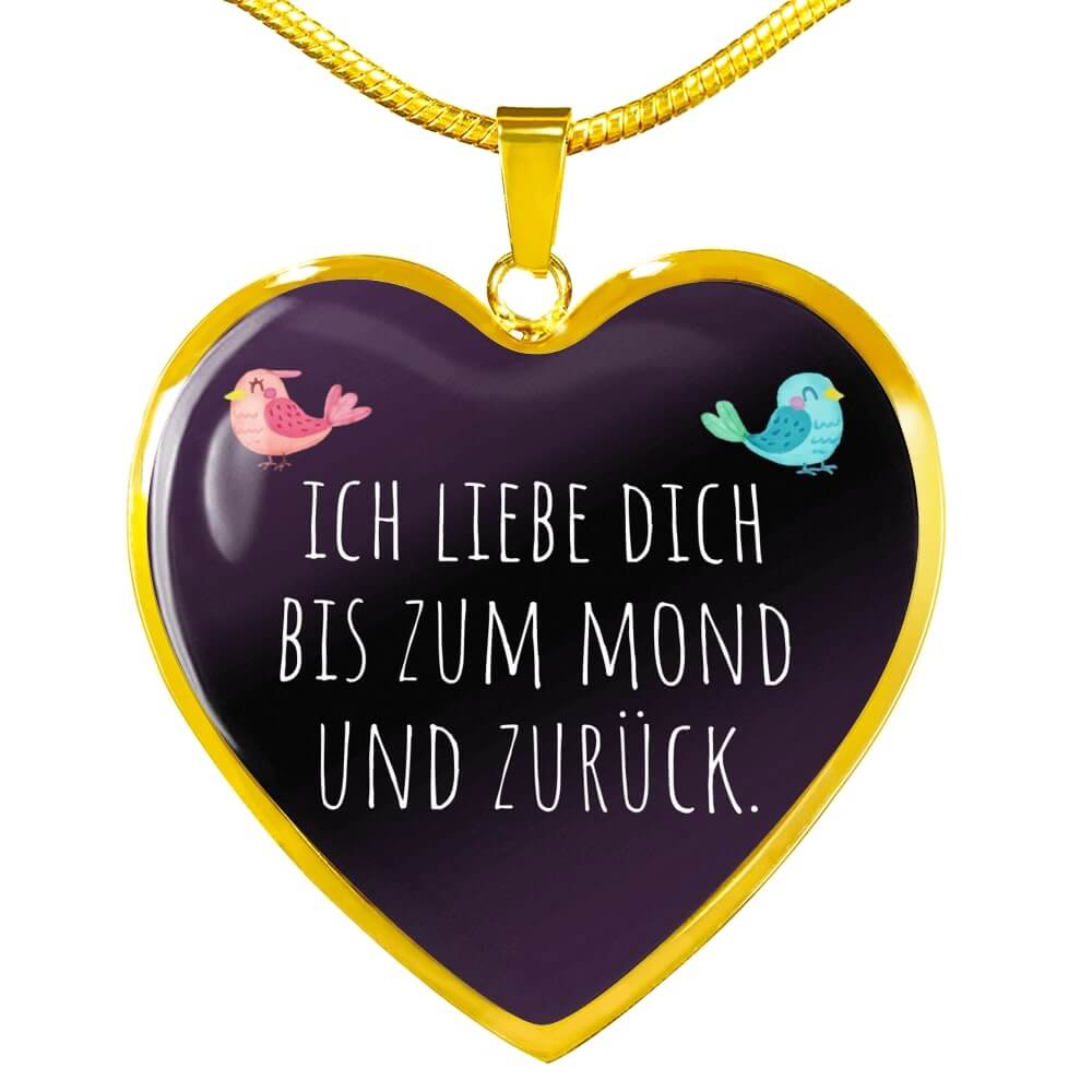 'Ich liebe dich bis zum Mond' Herzförmige Halskette mit Gravur