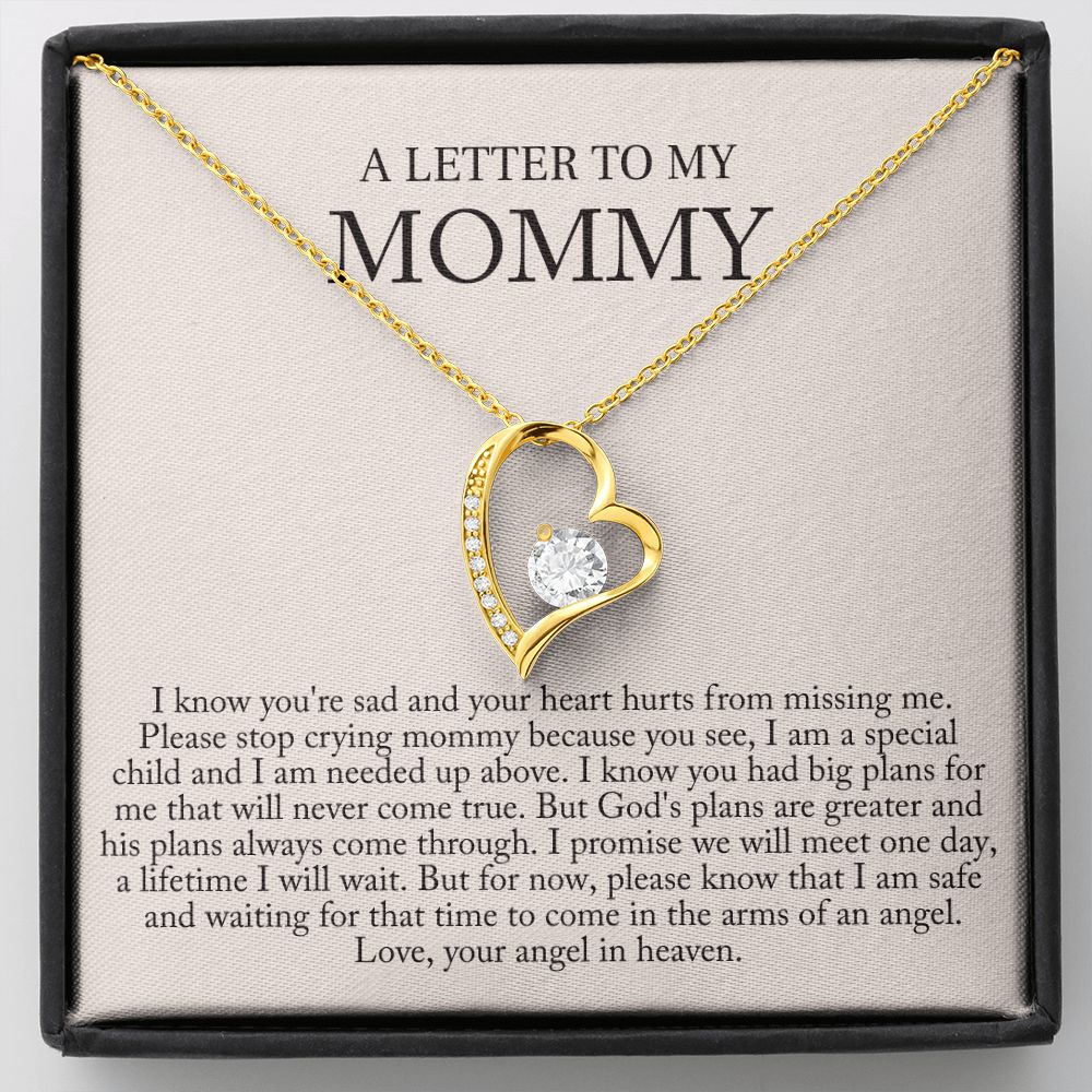 'A letter to my mommy' Funkelndes Herz Halskette