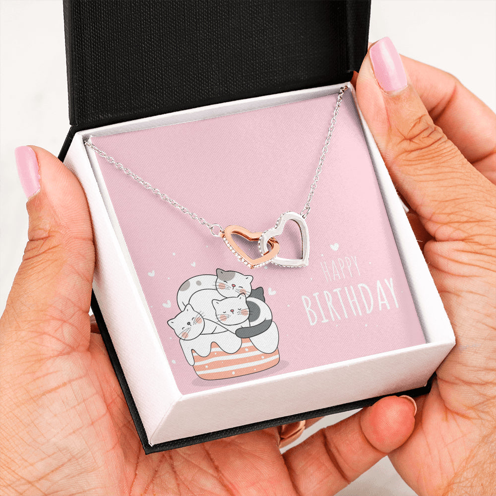 'Happy Birthday Katzen Edition' Verbundene Herzen Halskette