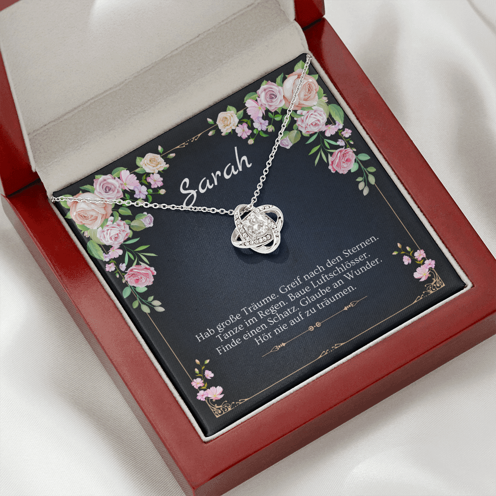 'Hör nie auf zu träumen' Liebesknoten Halskette