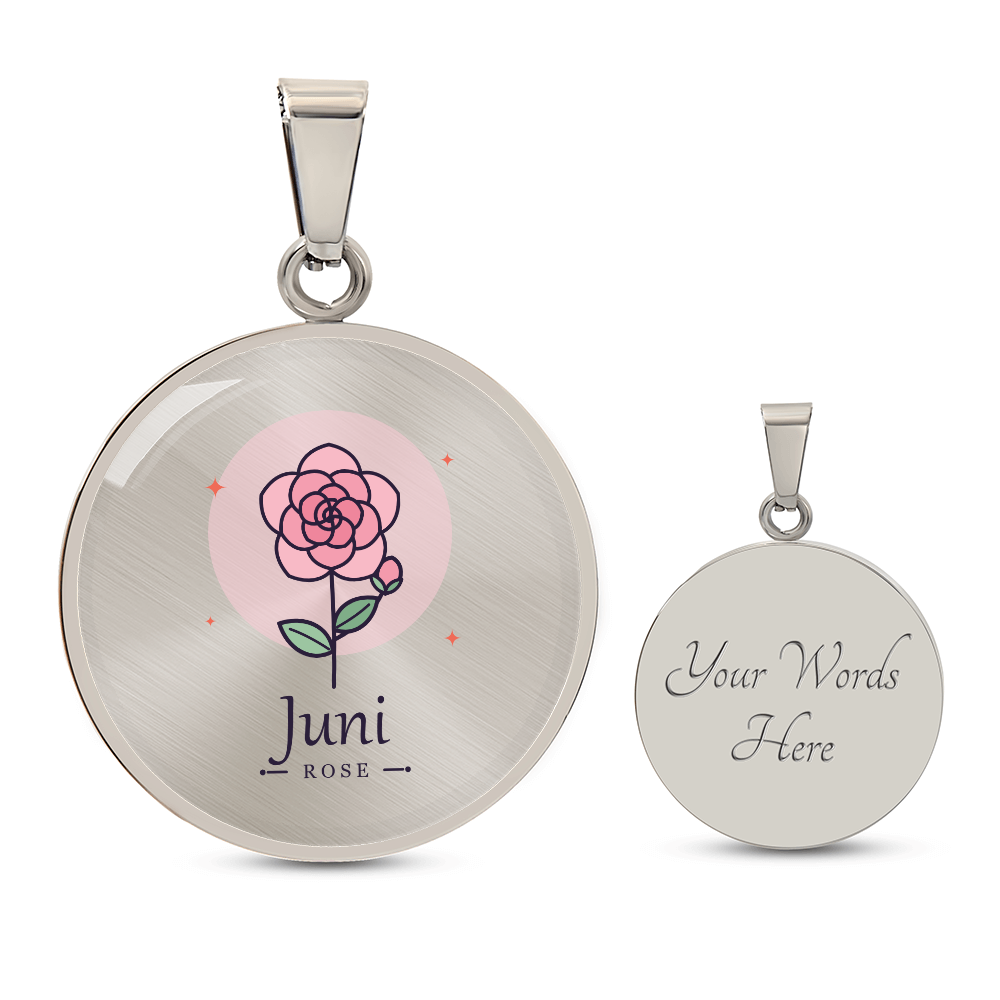 'Geburtsblume Kette Juni – Rose' Kreisförmiger Anhänger