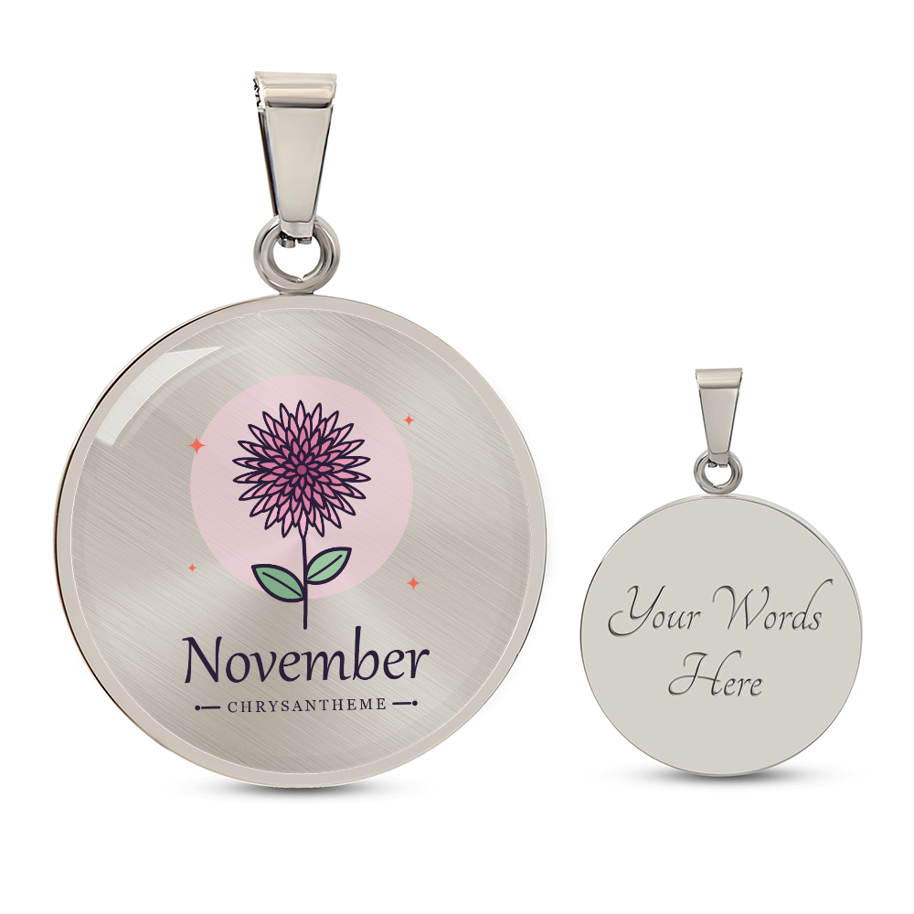 'Geburtsblume Kette November – Chrysantheme' Kreisförmiger Anhänger