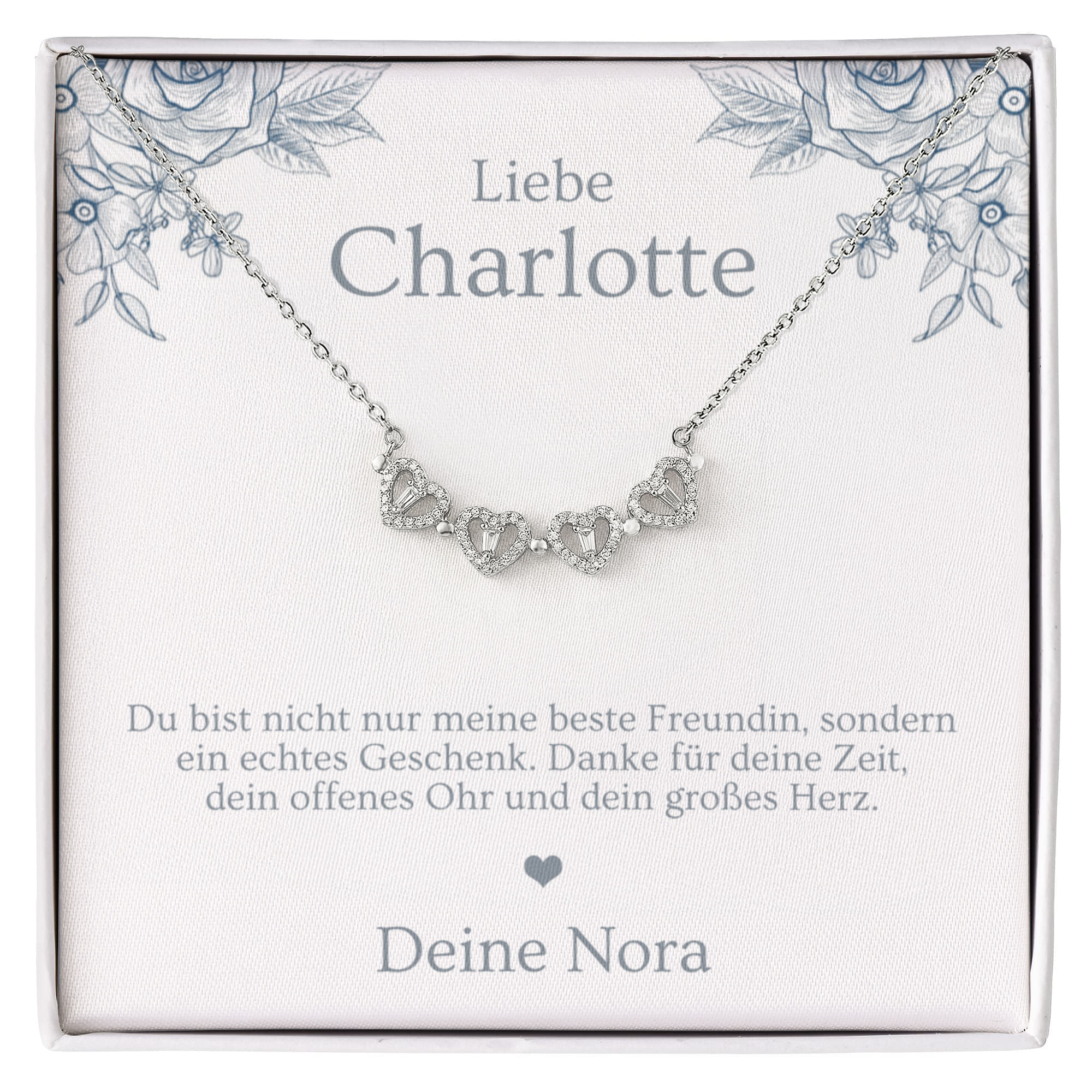 Beste Freundin Geschenk: personalisierte Halskette in edler Schmuckbox mit Karte