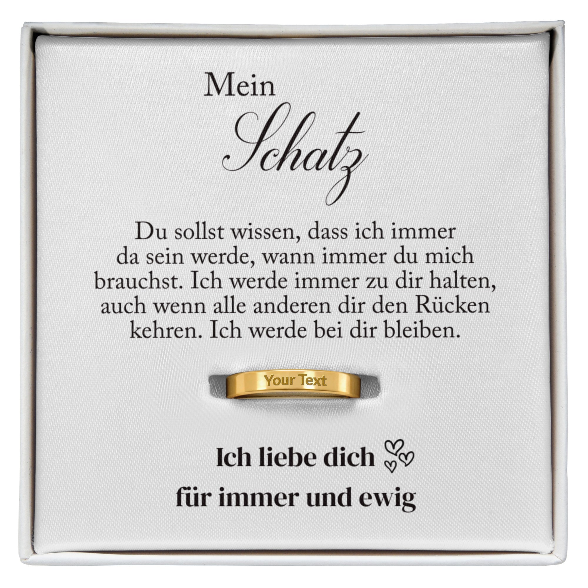 Romantische Spruchkarte mit Liebesbotschaft vom Mann an seine Frau inklusive personalisiertem Ring