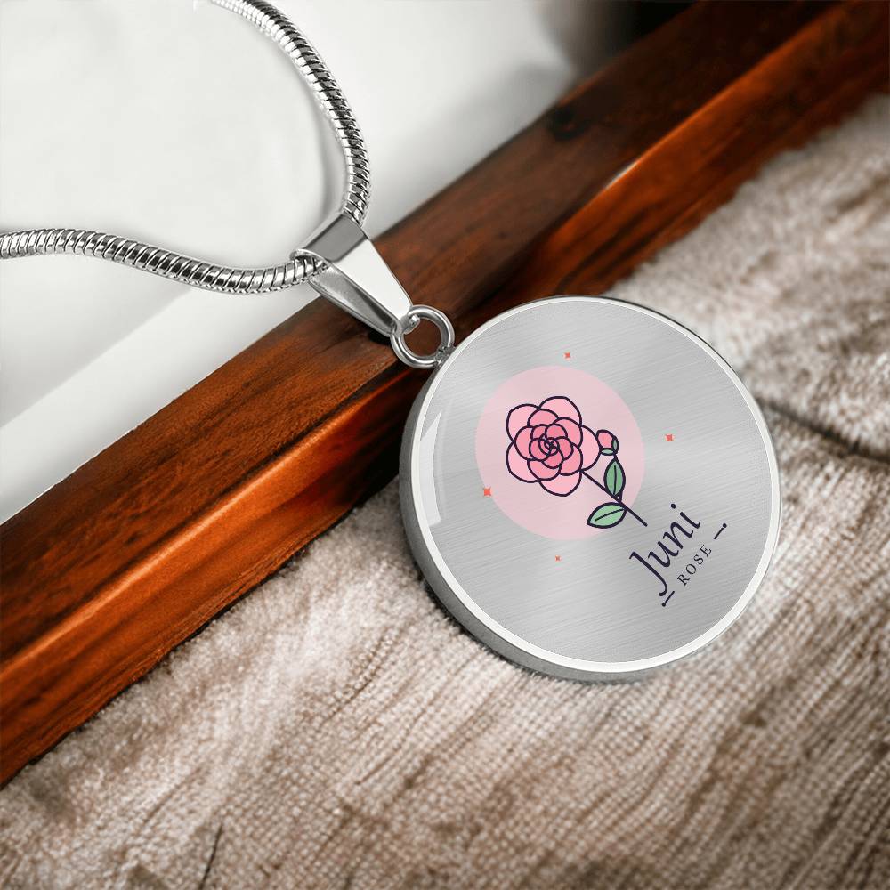 'Geburtsblume Kette Juni – Rose' Kreisförmiger Anhänger