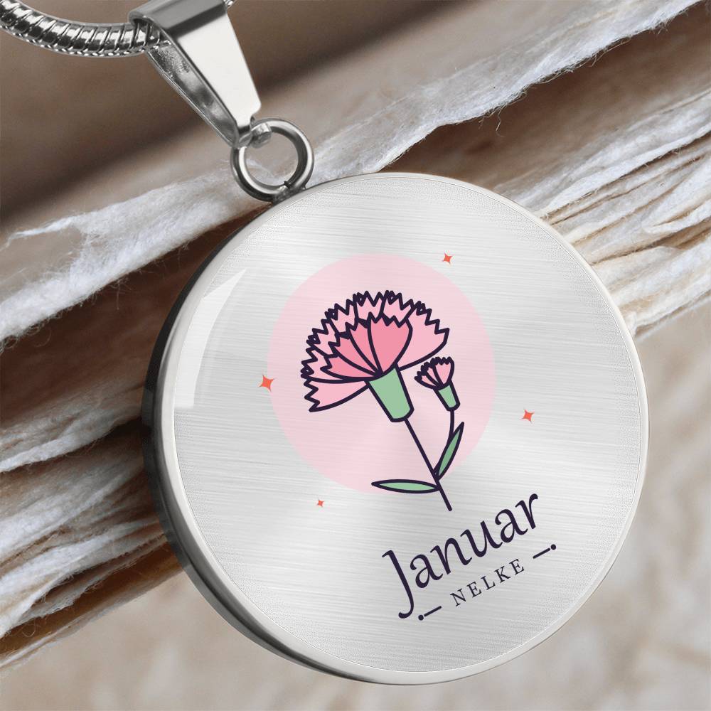 Geburtsblume Januar Geschenk für Frauen – Nelken-Kette in Geschenkbox