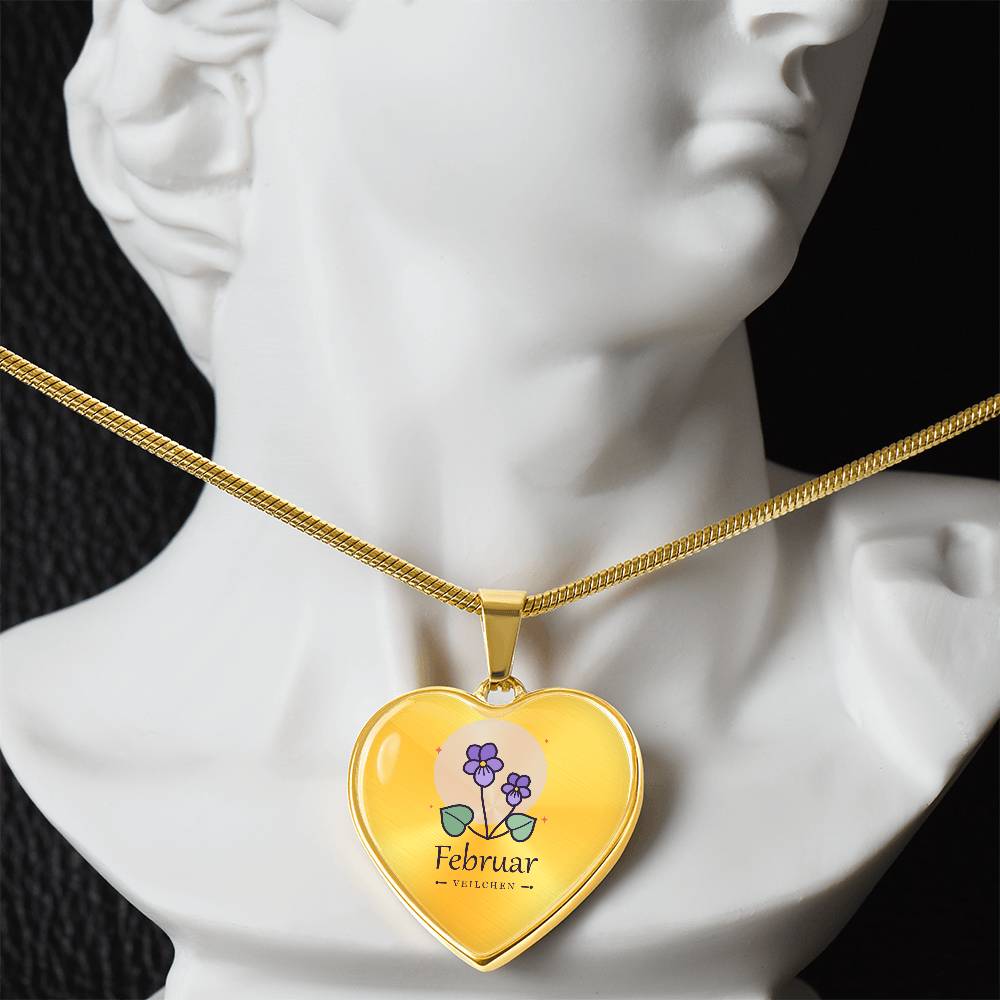 Geburtsblume Februar Geschenk zum Valentinstag – Herzkette i