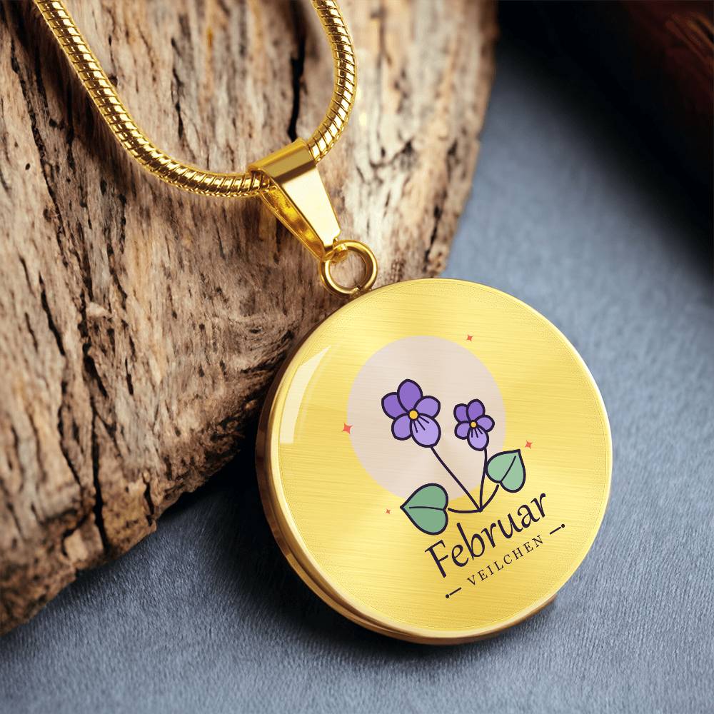 'Geburtsblume Kette Februar – Veilchen' Kreisförmiger Anhänger