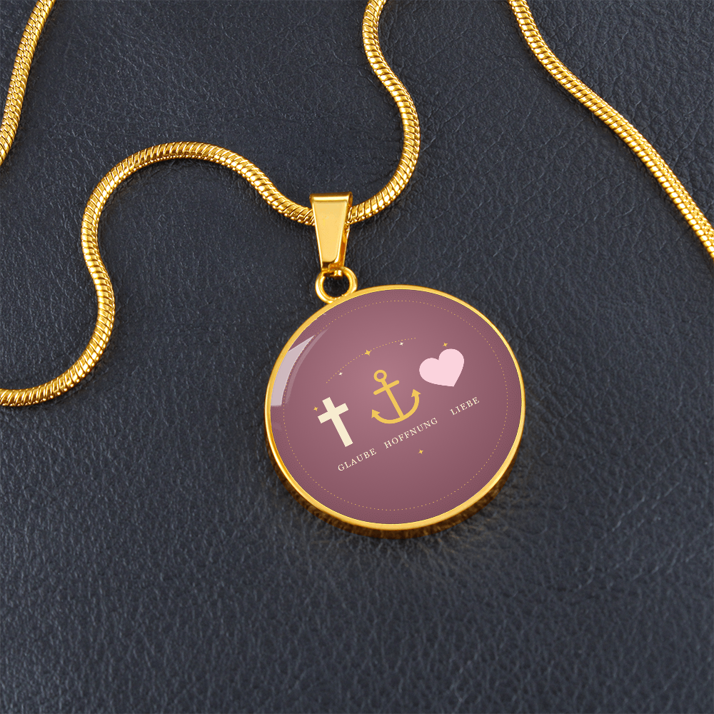 Glaube Hoffnung Liebe Kette in Altrosa als Geschenk zum Muttertag