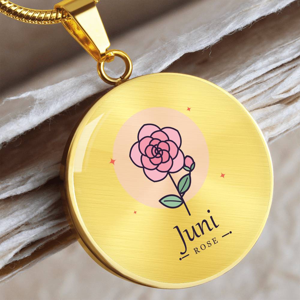 'Geburtsblume Kette Juni – Rose' Kreisförmiger Anhänger