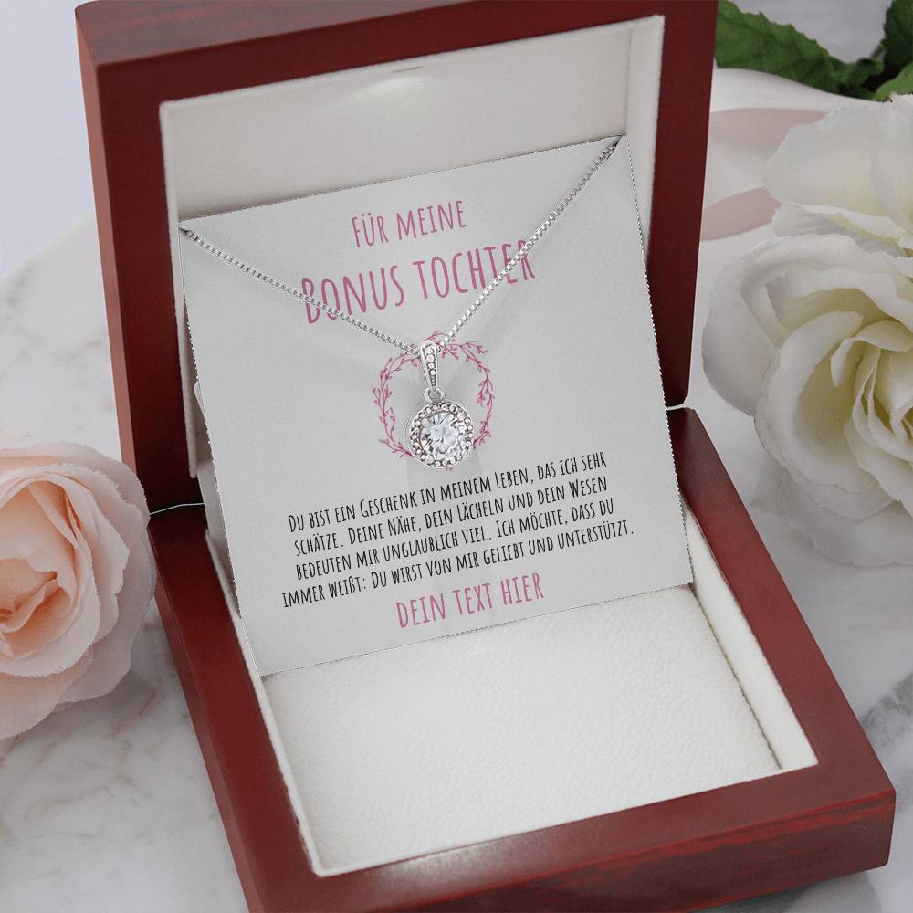 Geschenk für Bonus-Tochter mit Halskette und Karte