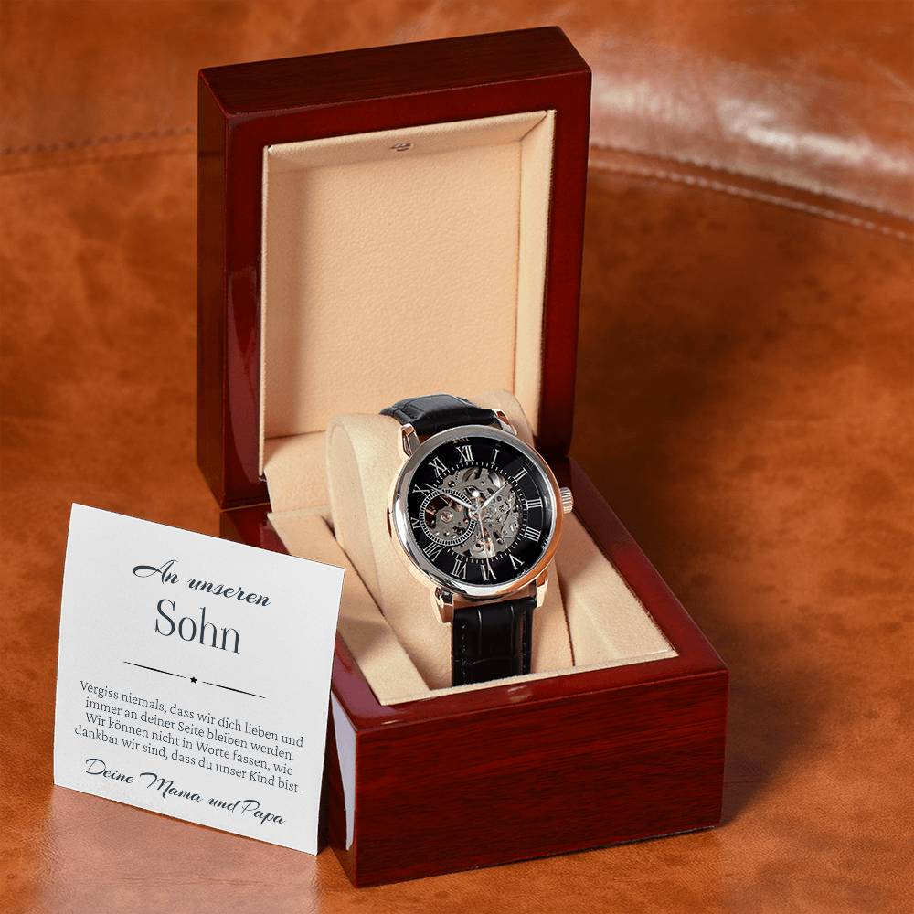 Persönliches Geschenk für Sohn mit Uhr und Botschaft