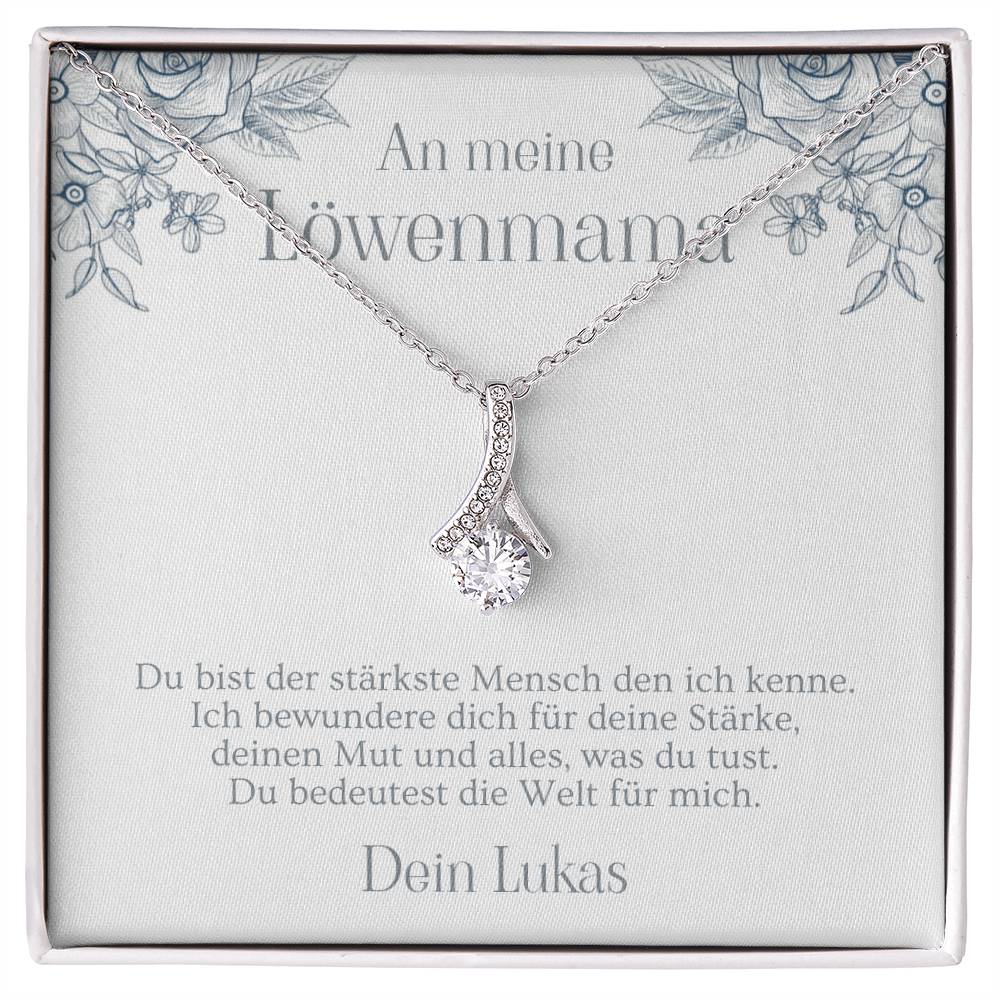 Personalisierte Halskette als besonderes Geschenk für Mama mit liebevoller Karte und Schmuckbox