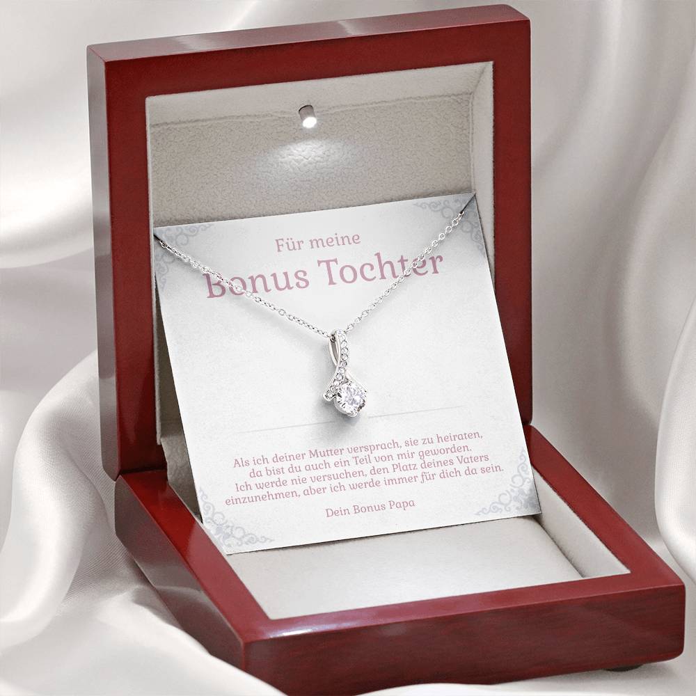 Hochwertiges Schmuck-Geschenk für Bonus-Tochter – Halskette mit Karte und Box