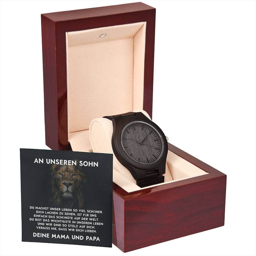 Uhrengeschenk für Sohn mit personalisierbarer Karte
