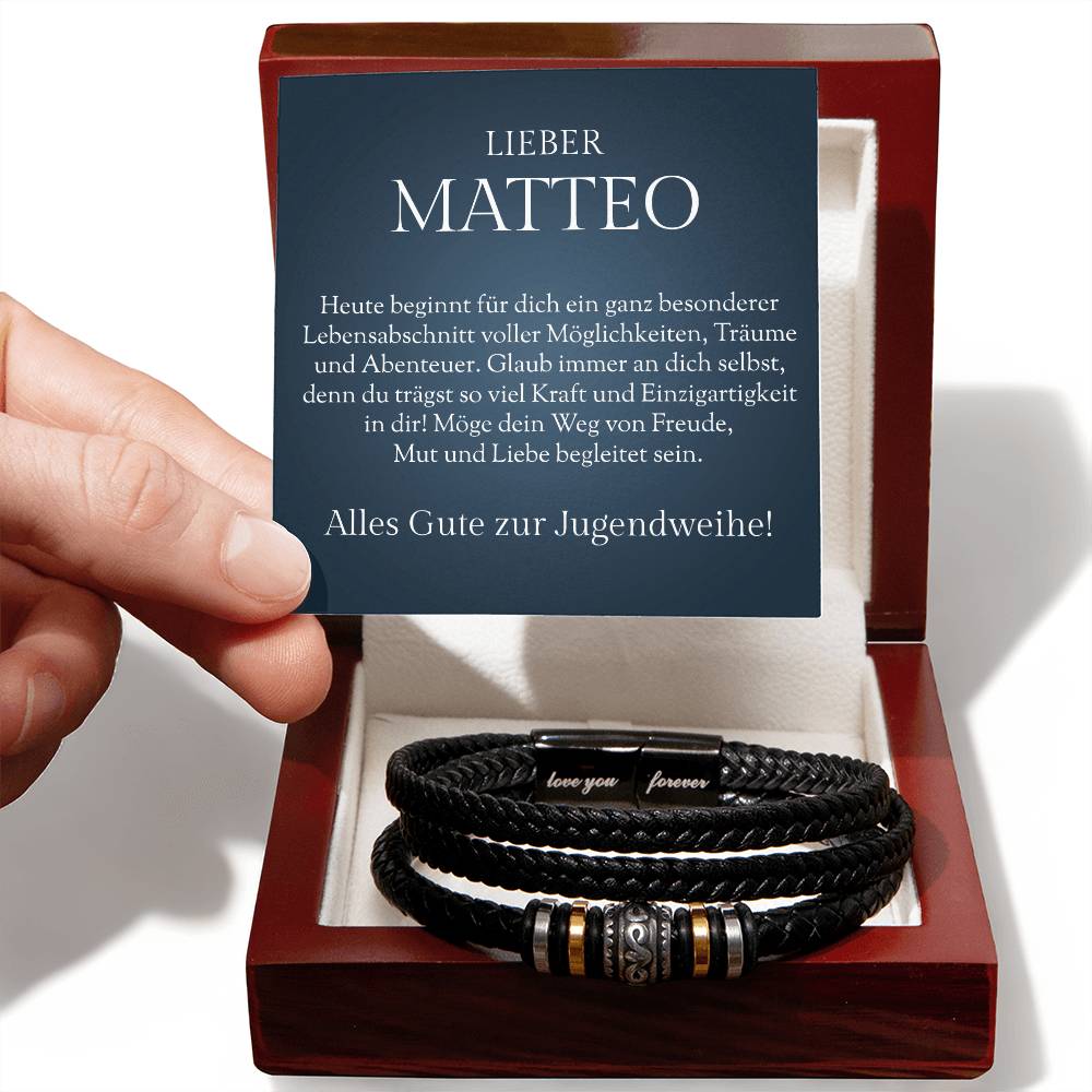 Geschenk zur Jugendweihe Junge – Armband mit emotionaler Botschaft