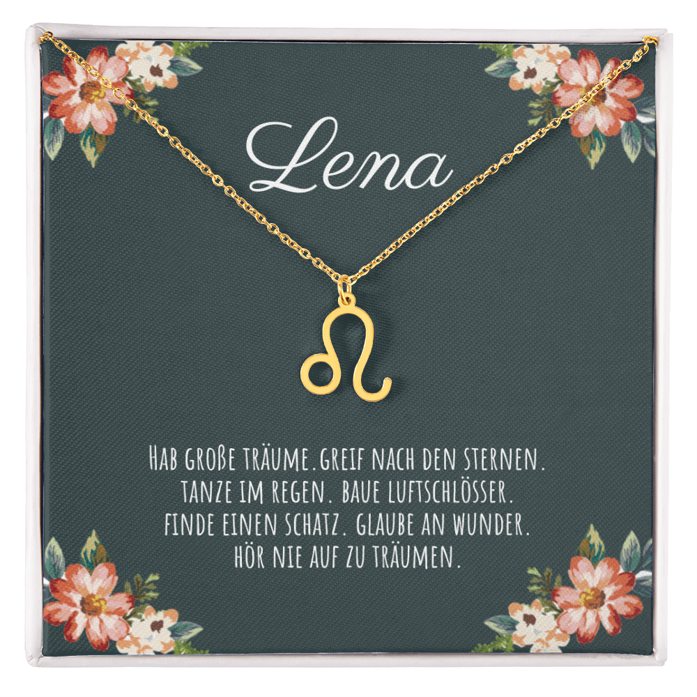 Geschenkidee Löwe – individuelle Kette mit dem Sternzeichen Löwe als perfektes Präsent für Freunde und Familie.