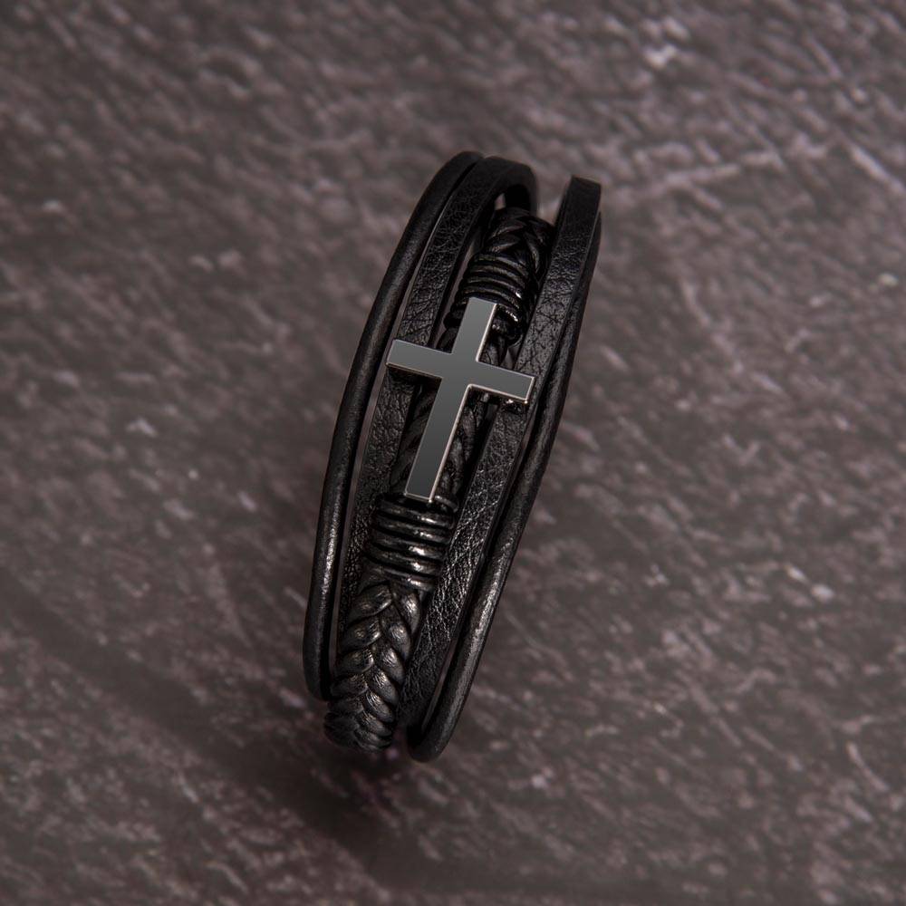 'Vergiss niemals - Wir Form' Herren Armband mit Kreuz