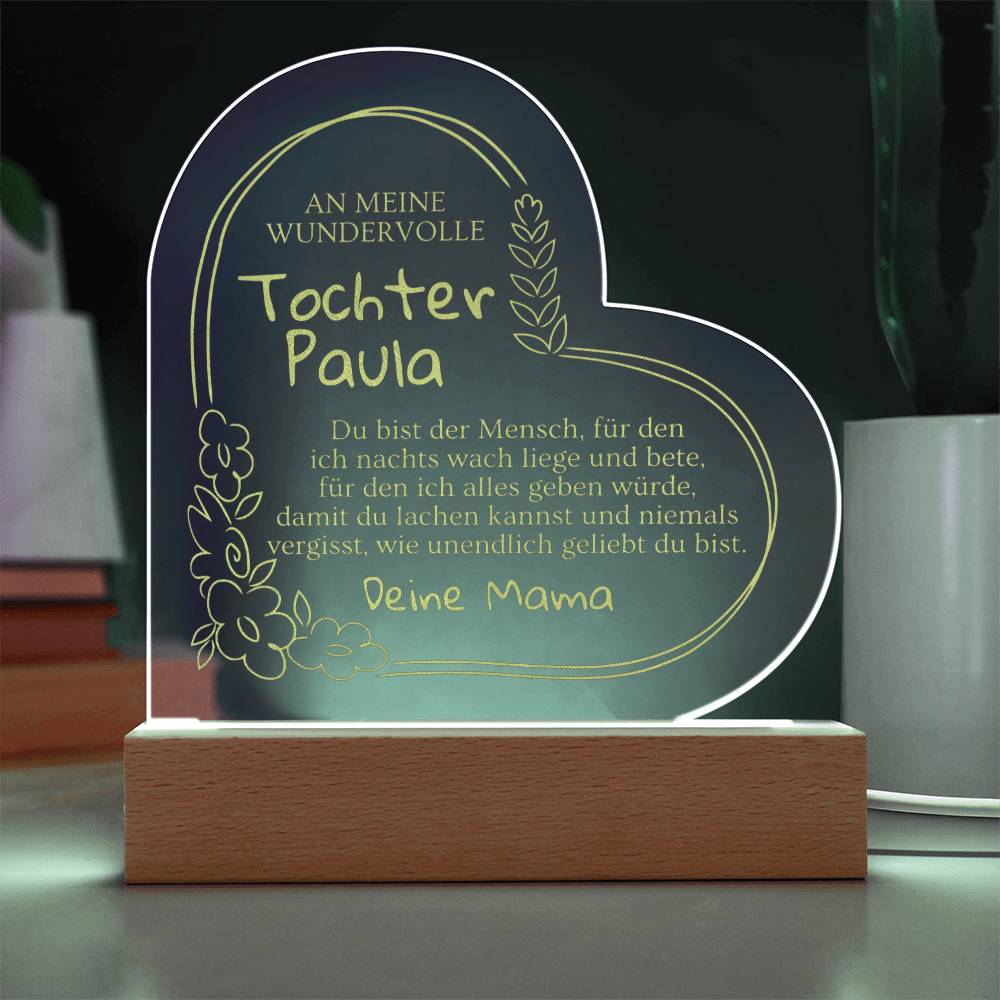 Emotionales Geschenk von Mama an erwachsene Tochter – Acrylglas mit persönlicher Botschaft als Erinnerung zu Weihnachten