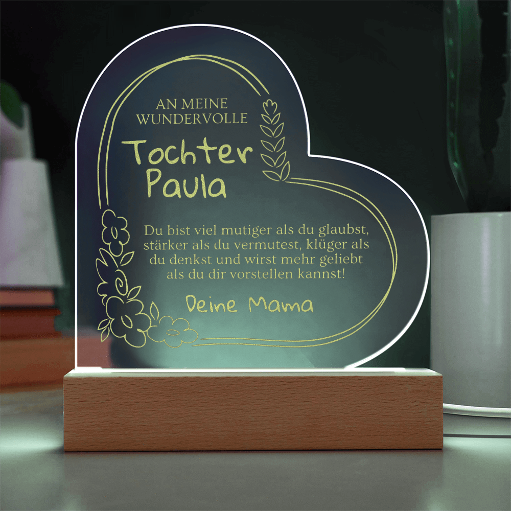 Emotionales Geschenk von Mama an erwachsene Tochter – Acrylglas mit persönlicher Botschaft als Erinnerung zu Weihnachten