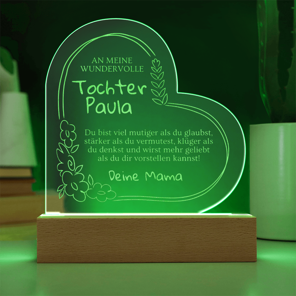 Mama-Tochter Geschenk – personalisiertes Acryl Herz mit rührendem Text, perfekte Aufmerksamkeit zum Mutter-Tochter-Tag oder Geburtstag