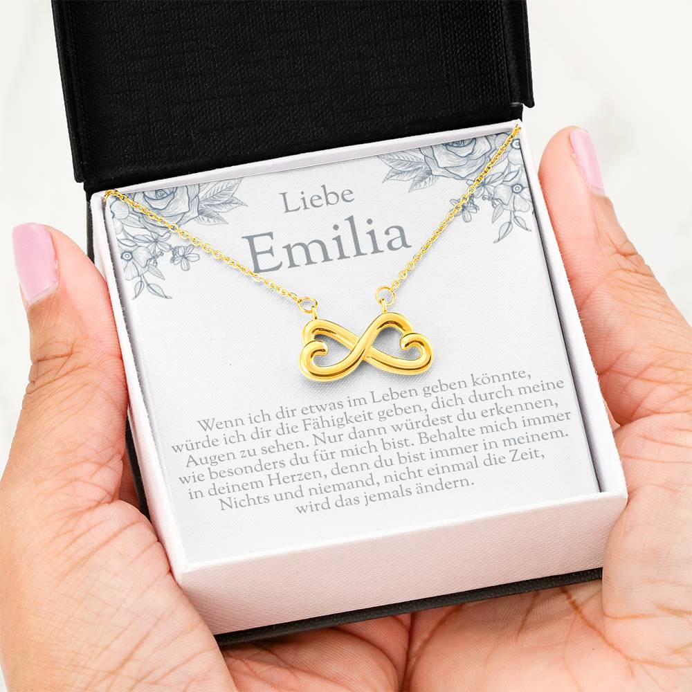Personalisierte Schmuckkarte mit Wunschnamen und emotionalem Text, präsentiert als ideales Geburtstagsgeschenk Teenager Mädchen.